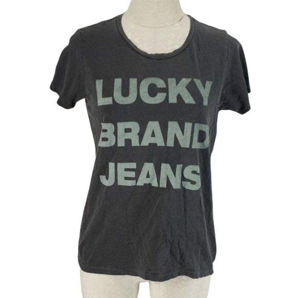 Lucky Brand Jeans Charcoal Gray Short Sleeve Tee shIrt